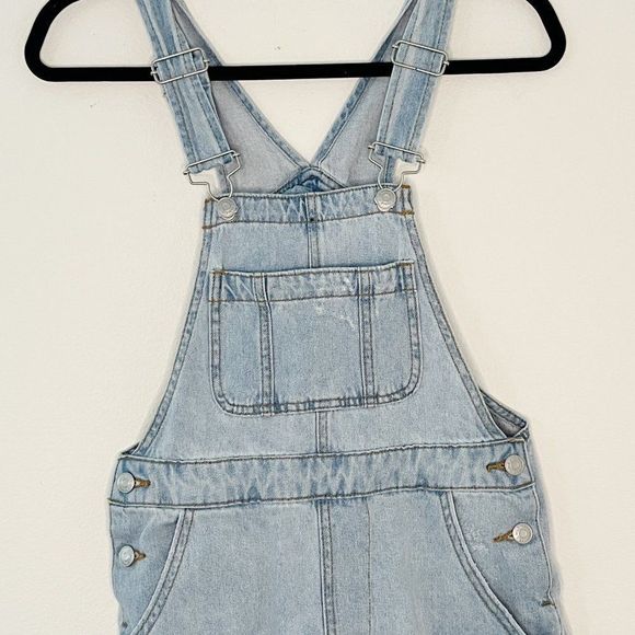 Wild Fable Distressed Frayed Raw Hem Shortalls Bib Overall Shorts XS - Picture 7 of 14